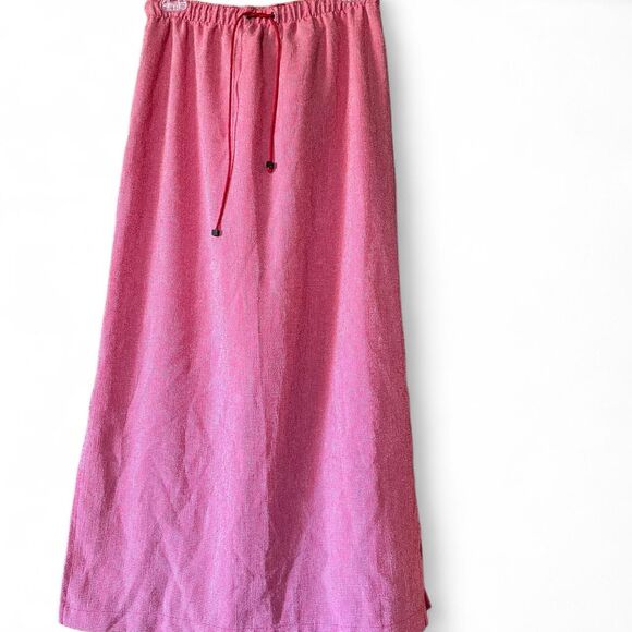 Vintage Red &White Micro Plaid/Gingham Picnic Maxi Skirt W/Elastic Waistband - Picture 4 of 9